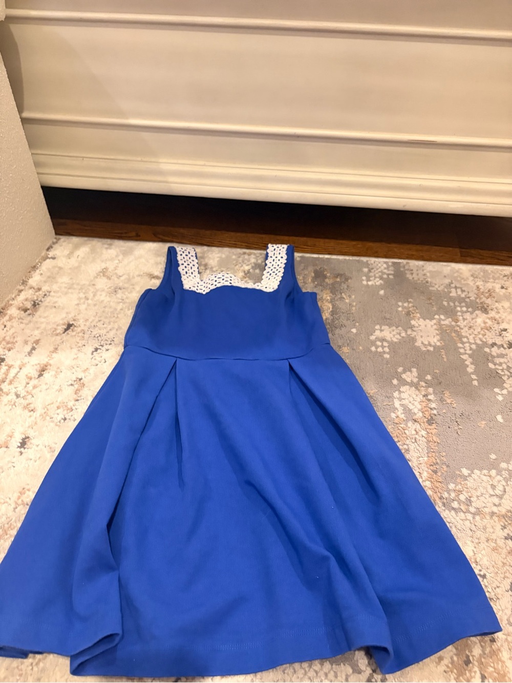 Janie and Jack Royal Blue Sleeveless Dress with White Lace Neckline
